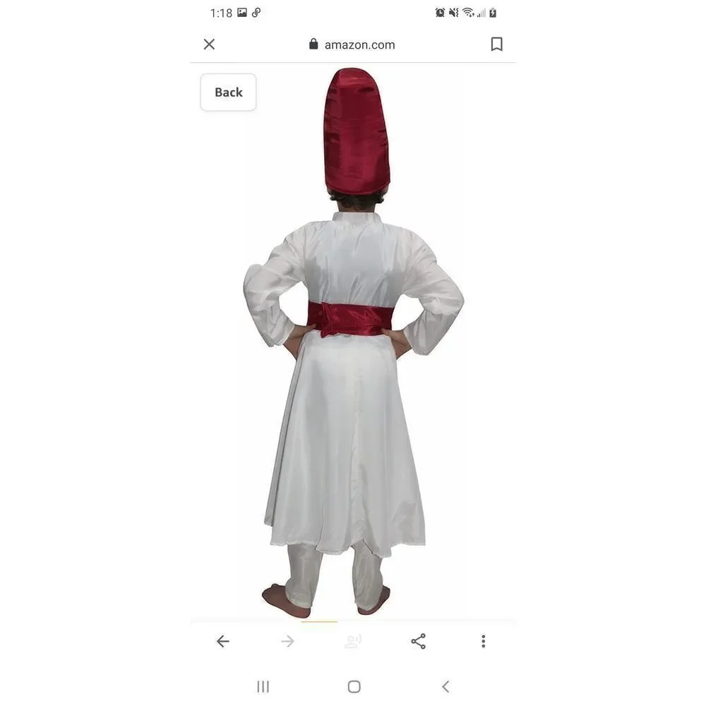 Boys Size 7/8 Years Kaku Sufi Gown Indian State Dance Costume Dress Up